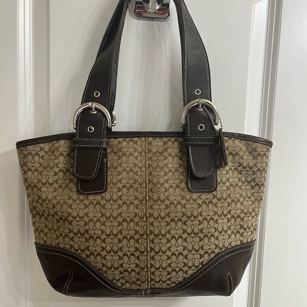 Coach Brown and Tan Signature Tote Great Condition